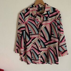 New York & Company Unique Pink, Blue Button Up Top